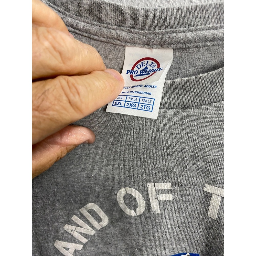 Mossy Oak T Shirt Mens 2XL Gray Land of the Free American Flag Graphic Tee Delta - Picture 4 of 5